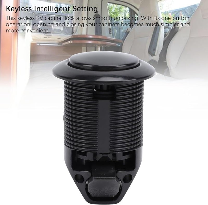 Black Keyless Push Button Cabinet Lock with One Touch Release for RV Motorhome - Image 3